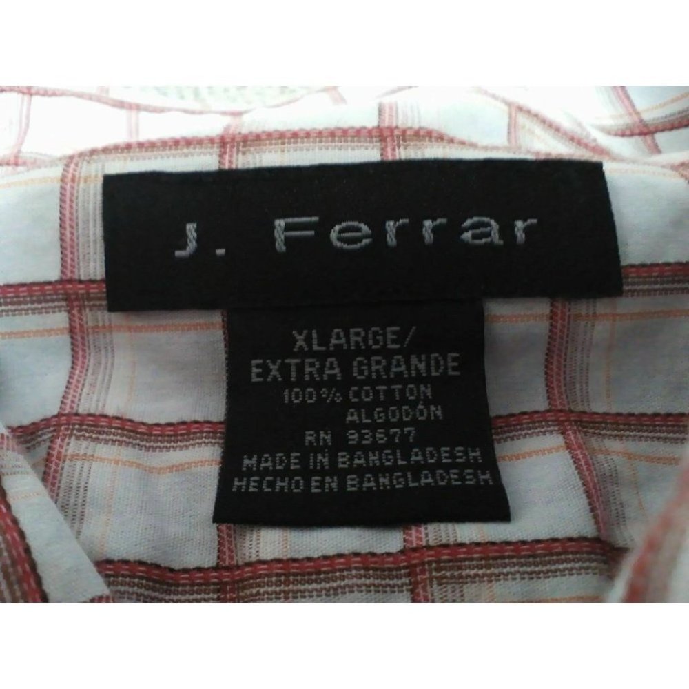 J Ferrar Men's Shirt Long/S Dress Diamond Check Red/Brown/Orange/Tan Siz… - Picture 15 of 16